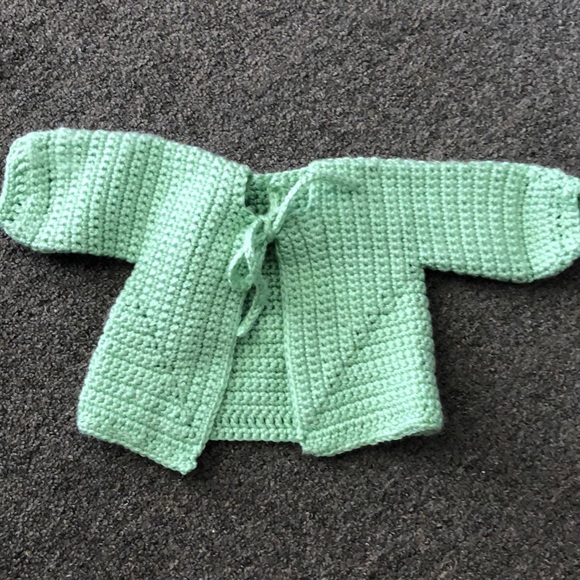 mint green baby cardigan